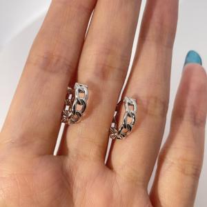 Pendientes de Aro de Latón Chapados en Oro Estilo Hip-Hop Geométrico de Tianyu Gems con Diseño de Cadena Gruesa y Sin Piedras Preciosas - Product Image 6