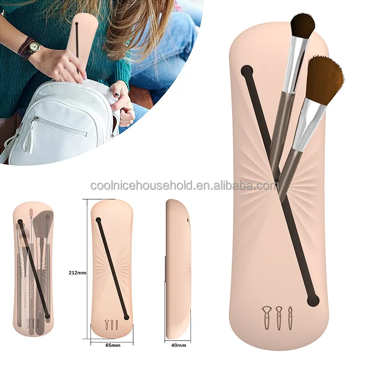 Silicone Makeup Brush Case Slip-Resistant Brushes Pouch Cosmetic Organizer Portable For travel brush holder Cosmetic Bag