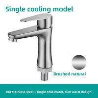 Robinet de salle de bain moderne, monocommande eau froide, finition brossée, design taille fine, pour lavabo, avec filtre à eau