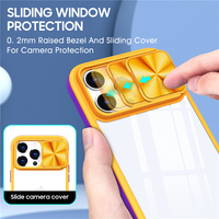 Housse double face 2 en 1 antichoc TPU PC Transparent Push Window Camera Protective Mobile Phone Case For iPhone 14 13 12 11