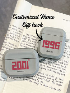 Étui personnalisé pour <span class=keywords><strong>AirPods</strong></span> avec année de naissance/nom, personnalisation 1 pièce, coque antichoc grise mate pour <span class=keywords><strong>AirPods</strong></span> 1/2/3/Pro/Pro 2 - Product Image 2