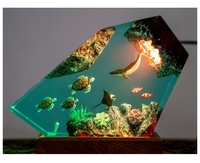 Lampe de table LED moderne en résine époxy faite à la main sur le thème de l'océan avec des créatures marines, design simple, télécommande, 16 couleurs LED, décoration d'intérieur