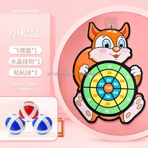 Educational Kids Toys Cute Squirrel Design Dart Board Game With 3pcs Sticky Balls Creative Cartoon Dart Board Games For Kids