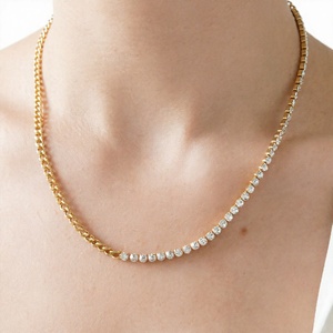 Collar de tenis con dije de mariposa de circonita de acero inoxidable chapado en oro de 18 quilates, cadena cubana, para mujer, regalo de boda - Product Image 3