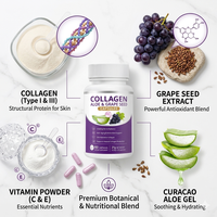 Capsules de collagène à l'aloe vera et aux pépins de raisin, hydratation de la peau, anti-âge, complément beauté pour une peau éclatante, soutien antioxydant, OEM/ODM