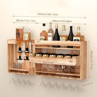 Étagère murale en bois pour bouteilles de vin, avec verres à pied et présentoir pour bouteilles de vin