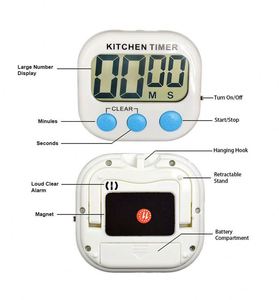Temporizador de Cocina Digital LCD Magnético con Alarma y Soporte, Funciona con Pilas, Ecológico, Tiempo Fijo de 1 a 6 Horas, Blanco - Product Image 5