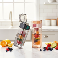 Bouteille d'eau sport carrée minimaliste portable en Tritan avec infuseur à thé et paille – Tasse à café et eau pour l'extérieur
