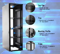 Armoire de serveur sur pied LE 18U, 19 pouces, pour centre de données, en acier laminé à froid SPCC, porte en verre trempé IEC297-2