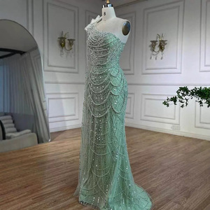 S2381L <span class=keywords><strong>verde</strong></span> <span class=keywords><strong>monospalla</strong></span> elegante coda di sirena con perline stile foresta piccoli banchetti freschi feste <span class=keywords><strong>abito</strong></span> da sera da donna - Product Image 5