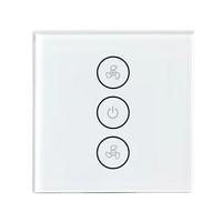 Interruptor de Ventilador WiFi Inteligente Tipo UE para Hogar, Compatible con Android, Alexa y Google Home, Control por Voz, Temporizador, Ajuste de Velocidad, Pantalla Táctil, Eléctrico, con App Tuya
