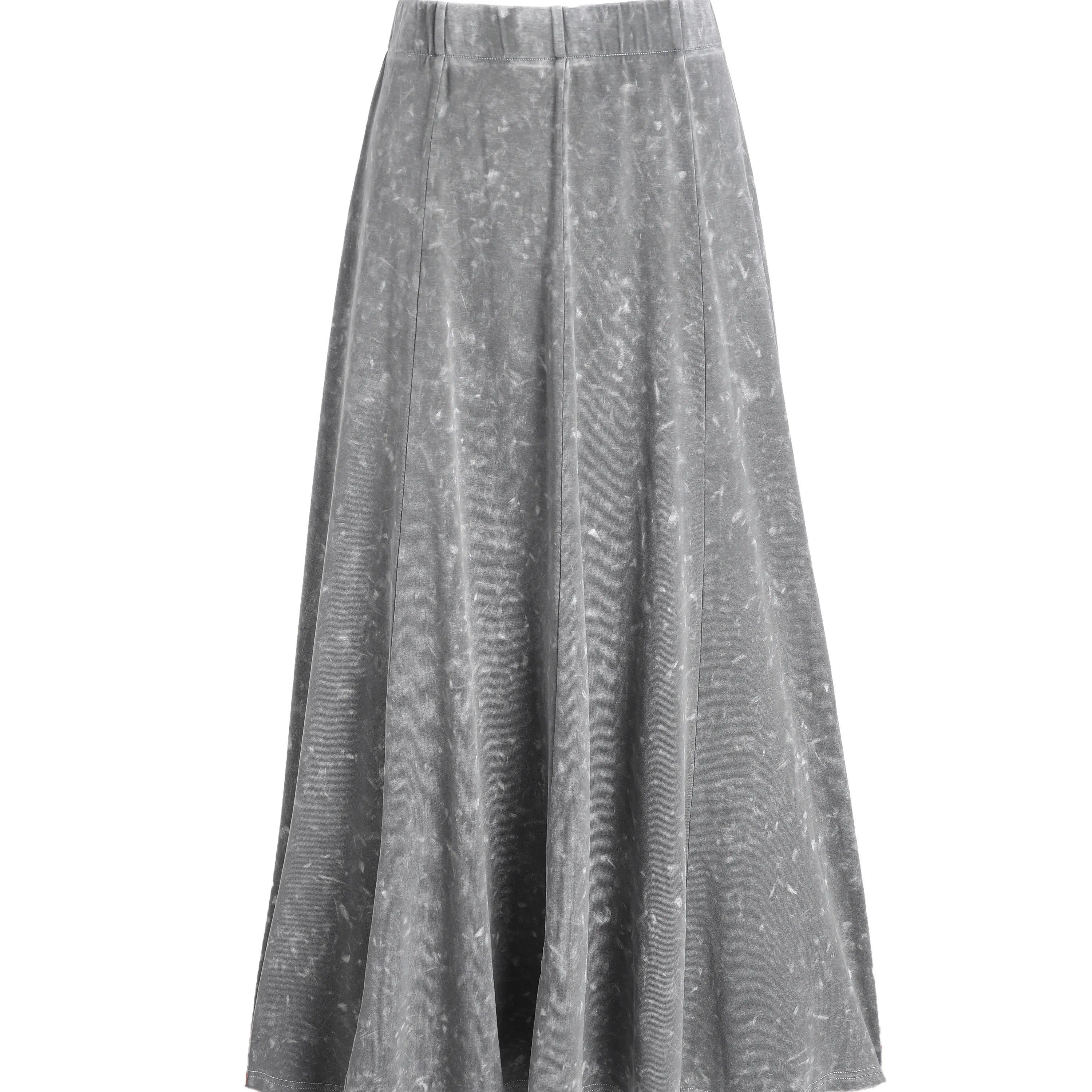 Oem&odm Women's Clothes Manufacturer A Line High Waist Elasticated Waistband Curved Stretch Knit Midi Skirt
