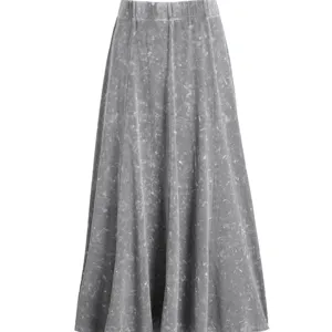 Oem&odm Women's Clothes Manufacturer A Line High Waist Elasticated Waistband Curved Stretch Knit Midi Skirt
