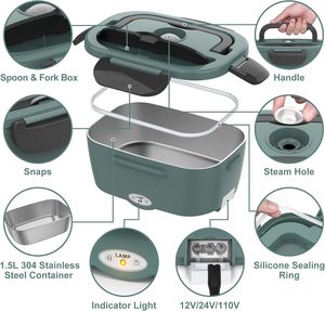 Boîte à lunch électrique chauffante portable pour enfants, avec doublure en acier inoxydable, 110v/12v, pour voiture, bureau, avec sac de transport - Product Image 4