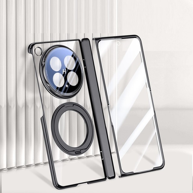 Clear Hard PC Case with Metal Ring Stand Holder Full Protective Mobile Phone Case with Magnetic Cover for OPPO Find N6 Cases