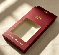 Boîte suspendue en papier noir de luxe, personnalisable avec logo, écologique, biodégradable, recyclable, avec fenêtre de présentation et dorure à chaud, pour perruques et bijoux
