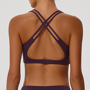 Nouveau style <span class=keywords><strong>soutien</strong></span>-<span class=keywords><strong>gorge</strong></span> de sport et de yoga pour femme, uni, respirant, imprimé cœurs, dos <span class=keywords><strong>croisé</strong></span>, froncé, antichoc - Product Image 4