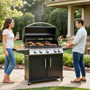 2 Rellow Tourist 6 Stove Double Grill 3 Top Cooker Oil Boiler Ceramic Infrared Temperature Control Stainless Steel Gas Burner - Product Image 1