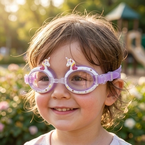 Lunettes de natation Bonce Sport Training anti-buée pour enfants, monture monobloc, étanches, verres transparents PC/Silicone, motif dessin animé - Product Image 1