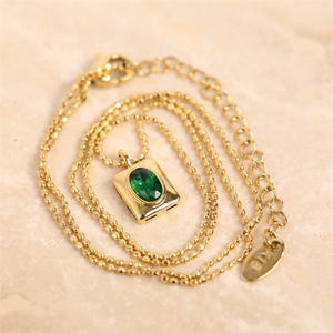 Collier avec pendentif diamant en acier inoxydable plaqué <span class=keywords><strong>or</strong></span> <span class=keywords><strong>18K</strong></span>, style <span class=keywords><strong>cour</strong></span> à la mode - Product Image 2