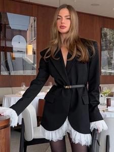 <span class=keywords><strong>Blazer</strong></span> da donna autunno inverno elegante in stile vecchio denaro <span class=keywords><strong>nero</strong></span> High-End ampia decorazione <span class=keywords><strong>con</strong></span> <span class=keywords><strong>bottoni</strong></span> per la moda sul posto di lavoro - Product Image 4