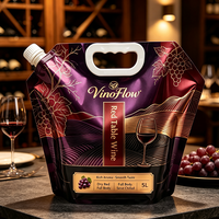 Pochette brillante personnalisée avec bec verseur, qualité alimentaire, pour vin rouge et emballage de boissons