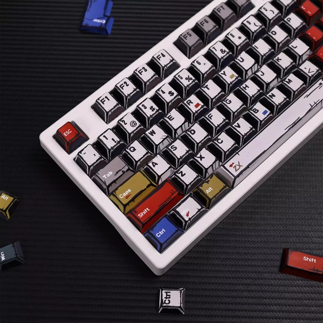 HZGAMER Anime Lines Keycaps CHERRY Profile PBT Keycap Mechanical Keyboard Sublimation Keycaps