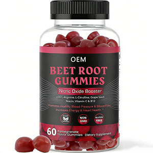 Gummies à la racine de betterave en marque privée OEM, booster d'oxyde nitrique avec vitamines, soutient la circulation sanguine et la santé cardiaque, complément antioxydant - Product Image 1