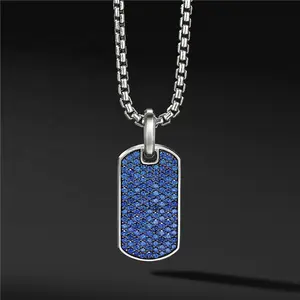 Wholesale Diamond Paved Nameplate Dog Tag Pendent Necklace For Men Women