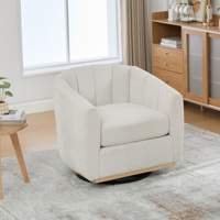 Fauteuil club moderne en chenille avec base en métal pivotant à 360 degrés, capitonné en forme de citrouille, accent pour le salon