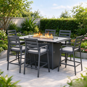 Juego de Muebles de Bar para Jardín o Patio de Aluminio, <span class=keywords><strong>Mesa</strong></span> <span class=keywords><strong>y</strong></span> <span class=keywords><strong>Sillas</strong></span> Modernas con <span class=keywords><strong>Mesa</strong></span> para Fogatas, para Comer al Aire Libre, Hostelería <span class=keywords><strong>y</strong></span> Resorts - Product Image 1