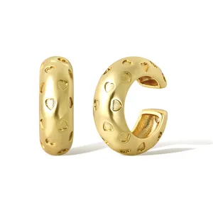 Fashion Non Pierced Cuff Earring 18K Gold Plated Jewelry Chunky Brass Metal Cartilage Ear Cuff Clip On Earrings
