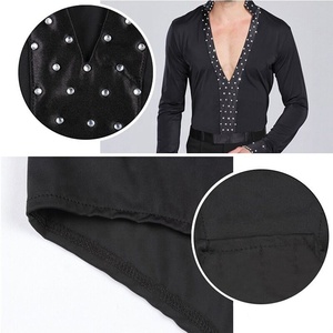 Traje de Baile Latino de Salón, Ropa de Actuación con Pedrería, Camisa de Encaje, Pantalones de <span class=keywords><strong>Rumba</strong></span>, Ropa de Baile de Samba, Trajes de Escenario, Ropa para Hombre - Product Image 6