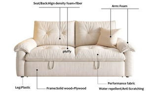 Nouveau modèle 2026 : Canapé-<span class=keywords><strong>lit</strong></span> convertible 2-en-1 style crème, pliable et multifonctionnel, pour petits espaces (simple ou double) - Product Image 3