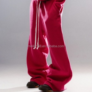 Clothing Custom Blank Waffle Knit Sweat Suits Two Piece Jogging Suit Heavyweight Straight Leg Baggy Sweatpants and Hoodie <b>Set</b> - Product Image 6