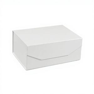 8x8x4 Inches Rigid Gift <b>Box</b> Magnetic Closure Lid White Corrugated Board Varnishing Recycled Materials Sponge Lining <b>Wedding</b> - Product Image 3