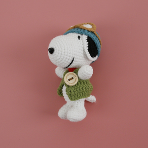 Mới Sáng Tạo Phim Hoạt Hình Dệt Kim Tay Búp Bê Handmade Crochet Cho Snoopy Búp Bê Trong Vest Màu Xanh Và Mũ Dễ Thương Sang Trọng Keychain Đồ Chơi - Product Image 3