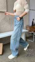 Pantalon en jean ample et incurvé pour femme, taille plus, avec logo personnalisé, fermeture YKK, séchage rapide, respirant, résistant à la décoloration, extensible