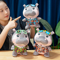 Jouet en peluche en coton PP super doux et mignon, petit hippopotame pygmée rebondissant, poupée, marionnette, pendentif pour machine à griffes