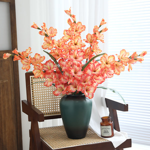 <b>Artificial</b> Gladiolus Silk Flower <b>Bouquet</b> High Simulation Wedding Home Decoration Pink Vase Arrangement - Product Image 3