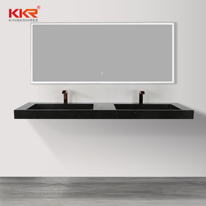 Wastafel kamar mandi wastafel dinding desain mewah lemari cermin pintar gantung bebas cat kayu padat wastafel wastafel wastafel wastafel ganda - Product Image 6