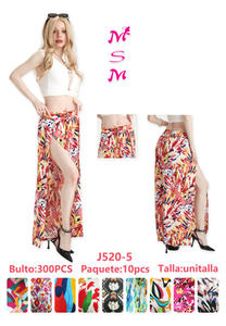 Falda Maxi Bohemia para Mujer, Cintura Elástica, Estampado Digital, Chifón, Viscosa, Poliéster, Estilo Veraniego - Product Image 1