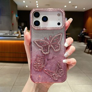 Funda de Teléfono con Pedrería y Mariposas para Mujer/Niña, Compatible con <span class=keywords><strong>iPhone</strong></span> 17 <span class=keywords><strong>Pro</strong></span> <span class=keywords><strong>Max</strong></span>, 17 Air, 16, 15, 14, <span class=keywords><strong>13</strong></span>, 12, Diseño Degradado Naranja Brillante de Lujo - Product Image 2
