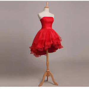 Cocktail Dress Strapless High Low Tulle Sky Blue Asymmetric Short Front Long Back Women's Party Dress - Product Image 4