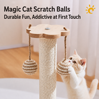 Jouet interactif pour chat 8-en-1 en bois avec griffoir en sisal, balles suspendues, plumes, piste rotative et balles de catnip