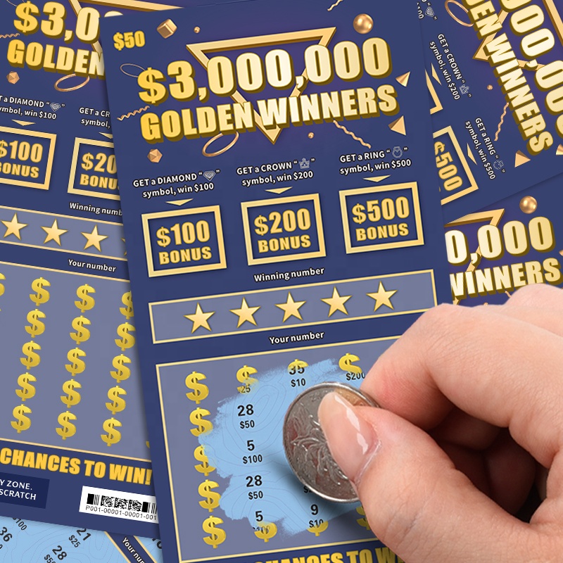 Golden Winners Jackpot Lottery Scratch Card Custom Size logo Sample Digital Printing Custom Lottery Tickets