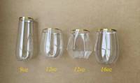 Flûtes à Champagne en Plastique Incassable à Bord Doré du Fabricant | Verres à Champagne sans Pied Réutilisables 100% Incassables