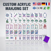 Ensemble de tuiles de mahjong américaines en acrylique personnalisées de luxe, 160 pièces, boîte cadeau personnalisée, nom gravé, fournisseur en gros haut de gamme