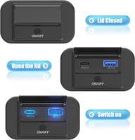Chargeur de voiture WLETO 54W QC3.0+PD RV double USB A+C 12-24V à charge rapide avec bouton marche/arrêt et lumières LED colorées pour voitures, bateaux, téléphones