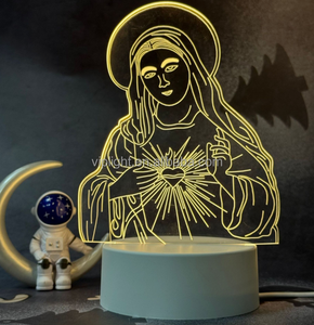 Neue Jesus Kreuz 3D LED Nachtlicht Religiöser Glaube Weihnachten Ostern Raum Dekor Geschenke Jungfrau Maria Illusion Schreibtisch Tisch lampe Nachtlicht - Product Image 3